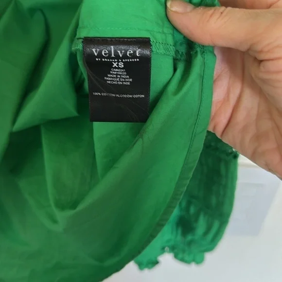 Velvet by Graham & Spencer Tayler Green Cotton Lace Top – Romantic Preppy Boho - Picture 5 of 6